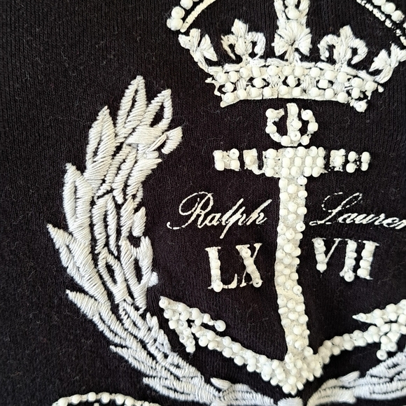 Lauren Ralph Lauren Women's Black and White Crest Short Sleeve T-shirt Cotton L - Picture 4 of 11